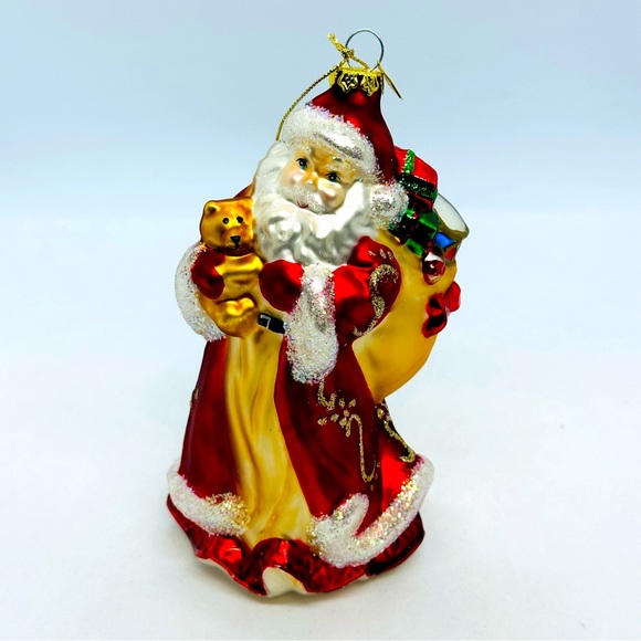 PartyLite Other - Vintage 2002 PartyLite Father Christmas Santa Claus Glass Ornament 6" Tall Bear